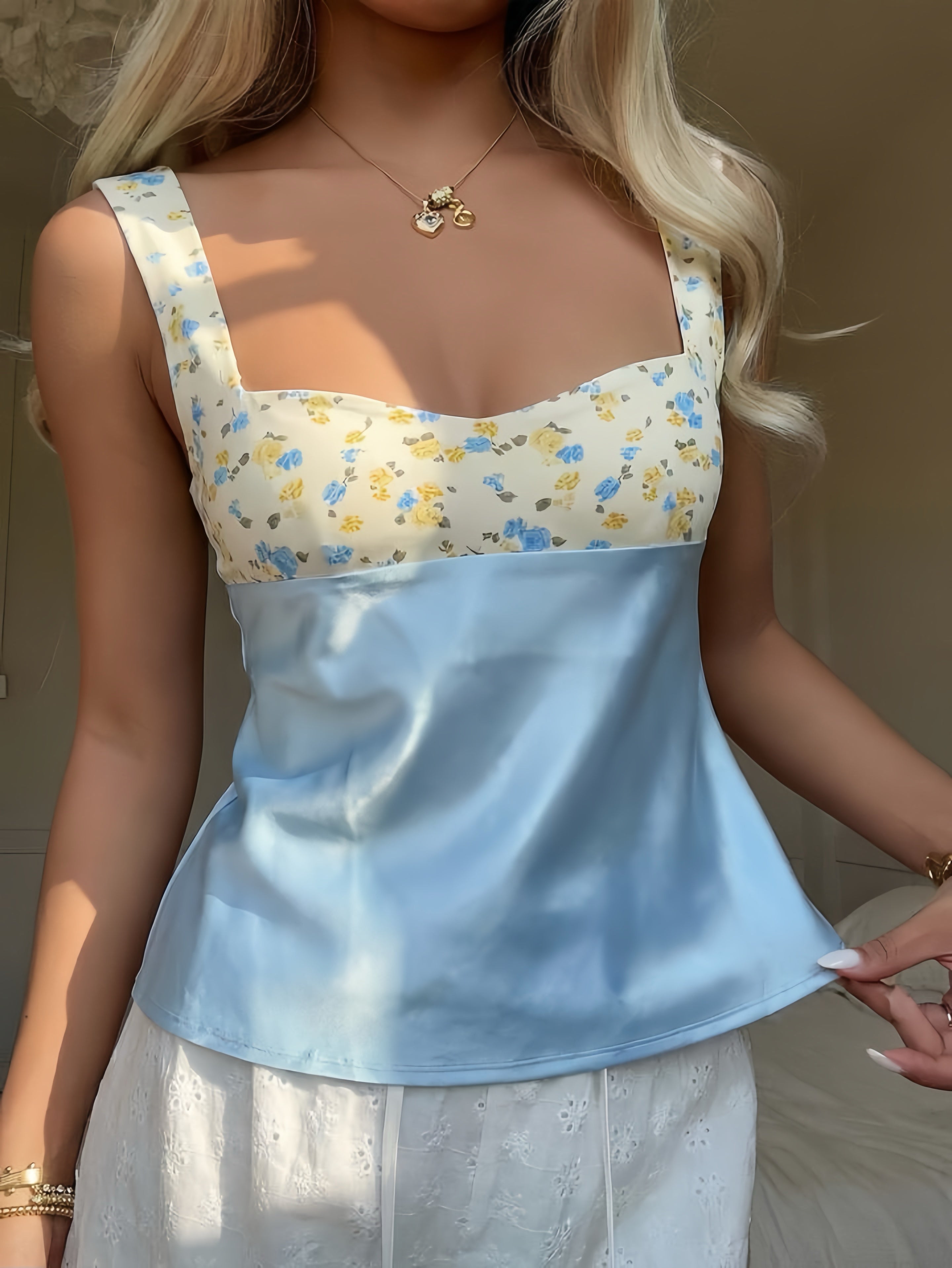 Garden Sky Satin Top